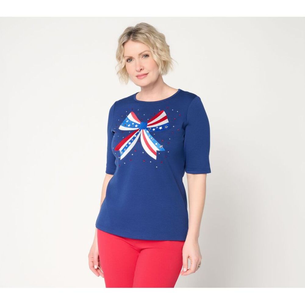 Quacker Factory Women's Top Sz M Make Your Selection: Stars Stripes Blue A724580